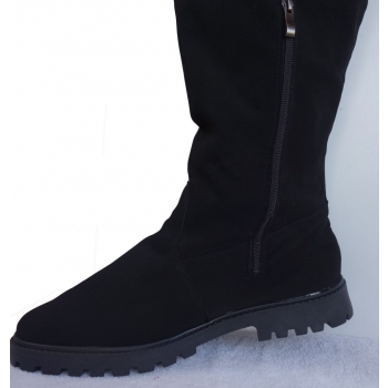 Muszkieterki zamszowe czarne - szeroka cholewka OBW. 46 cm