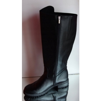 KOZAKI skórzane szeroka cholewka 48 cm (czarne, rozmiar 39)