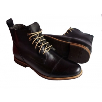 Eleganckie Czarne Skórzane Trzewiki 42