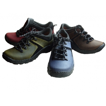 Eleganckie Skórzane Trekkingi Granat 36