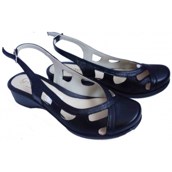 Eleganckie Skórzane Sandały na Sprzączkę - Czarny - Rozmiar 37