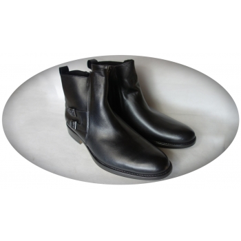 Czarne eleganckie męskie sztyblety skórzane 40 cm