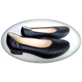 Eleganckie Czarne Skórzane Baletki (Rozmiar 42)