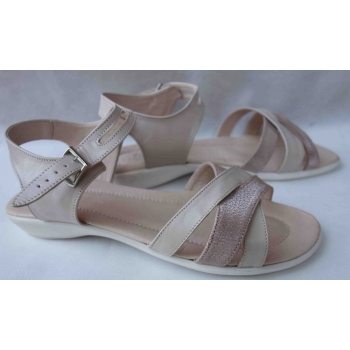 Sandały skórzane beż, szerokość H, nr 43