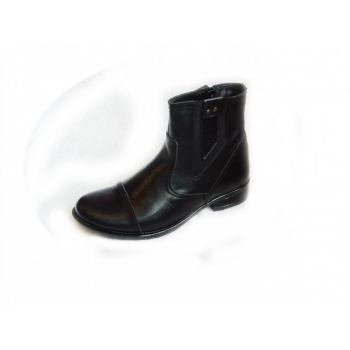 Eleganckie Sztyblety Skórzane - Czarny Brąz