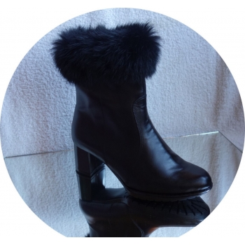 Botki Skórzane szerokie tęgości, obcas 6 cm