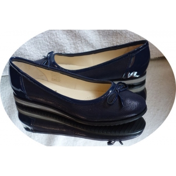 Eleganckie Baletki Skórzane Granatowe H37
