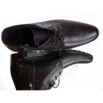 Skórzane Buty Sztyblety Męskie Czarne 42