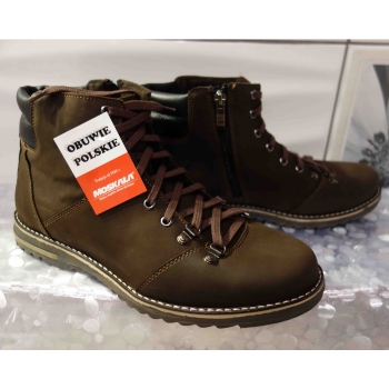 Męskie trzewiki skóra nubuk brąz wygoda 43