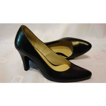 Eleganckie Skórzane Czółenko Granat 8,3 cm 35