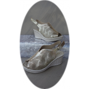 Sandały Złote Damskie na Koturnie 6,5cm nr.41
