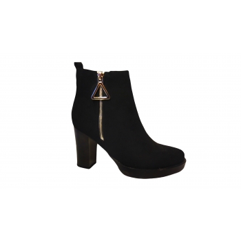 Eleganckie Botki Damskie Skórzane - Nr. 39 (Czarny, Obcas 9cm)