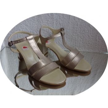 Sandały Obcas Skóra Złoto H41