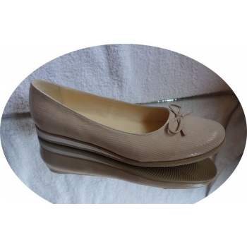 Eleganckie Butki Baletki Skóra BEŻ H40
