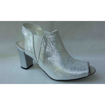Sandały SKÓRZANE FASHION srebro obcas 8 cm 37